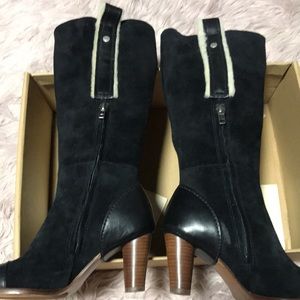 UGG Black Tall Leather Heeled Boots Sz 5.5